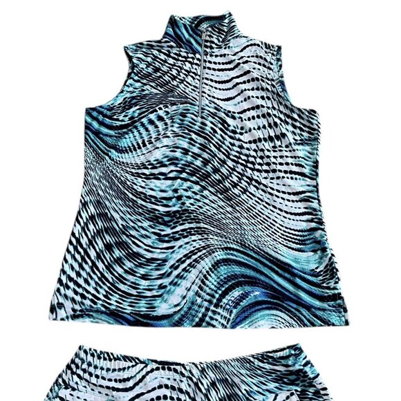 Tail Activewear 2PC Skort Set Womens Size Medium Golf Tennis Blue Green Golf - Picture 2 of 9